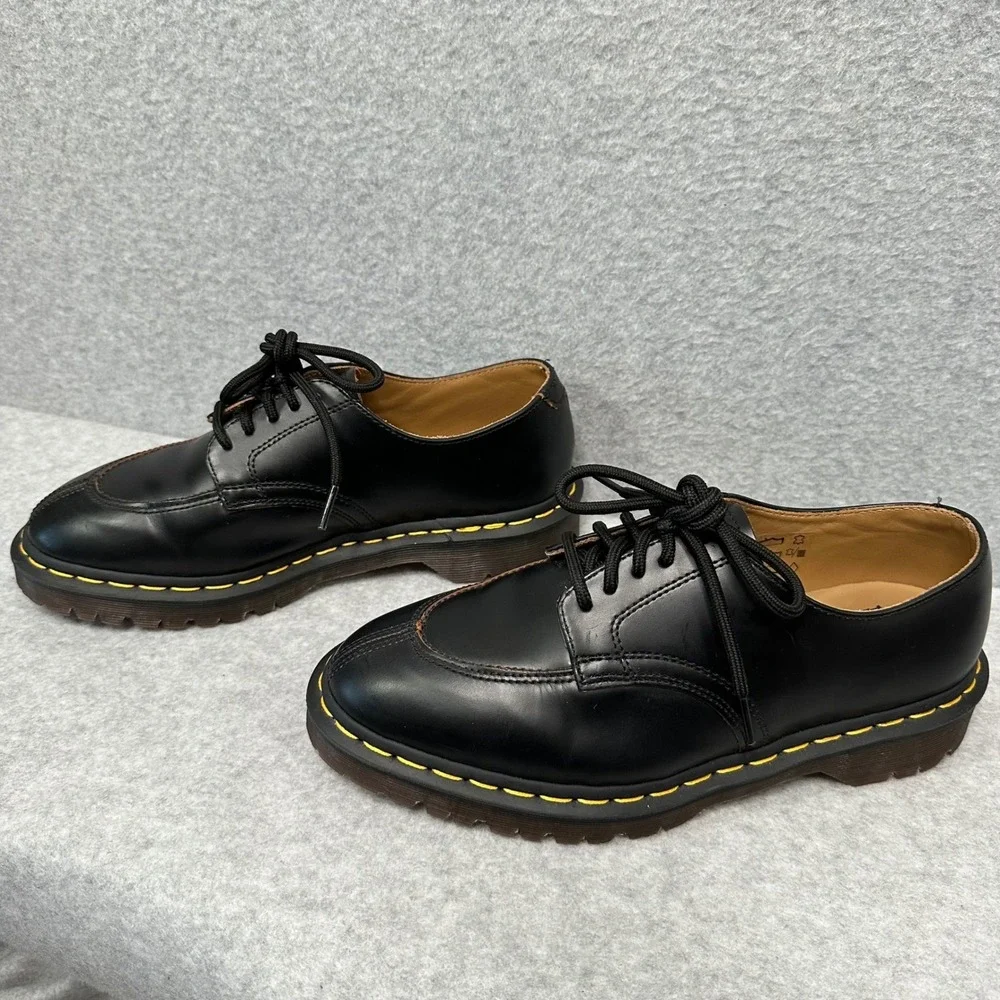 Dr Martens 2046 VTG Smooth Black Leather 5-Eye Oxford Lug Sole Shoes Size 8/7